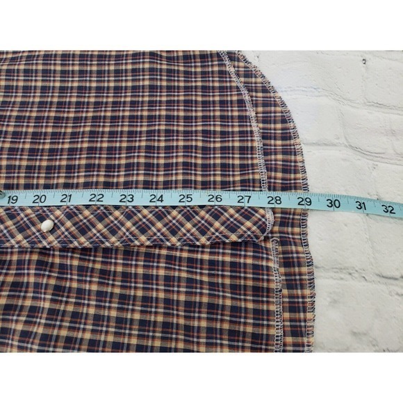 Vintage Wrangler Long Tail Pearl Snap Plaid Men Multicolor Sz 17X36 Made In USA - Picture 15 of 16
